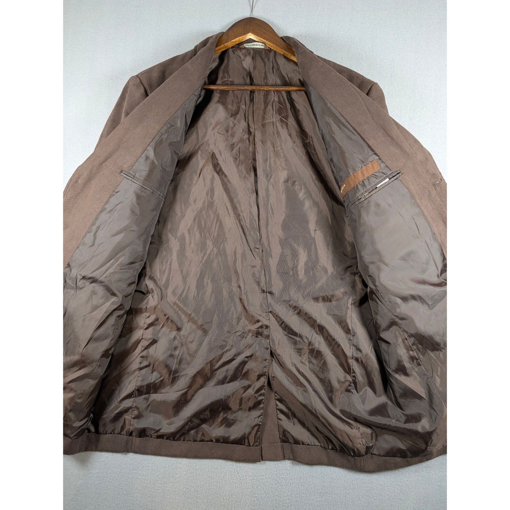 Perry Ellis Mens 44 Reg Brown Faux Suede Safari Blazer 4-Pocket Sport Coat - Picture 3 of 7